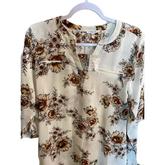 Maurices Women's Small Cream and Orange Fall Floral Blouse- NWT - Picture 4 of 11